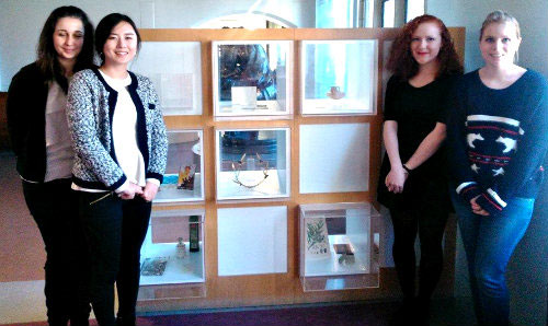 AGMS students with their 'Out of the woods' exhibition at the Manchester Museum.